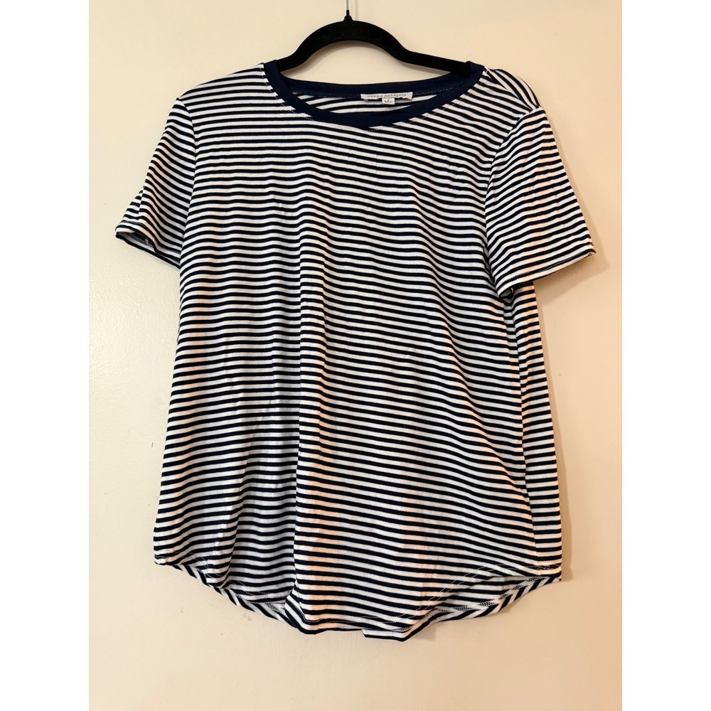 GREEN ENVELOPE LOS ANGELES Striped Tee Shirt Top Womens S Made in USA Navy White